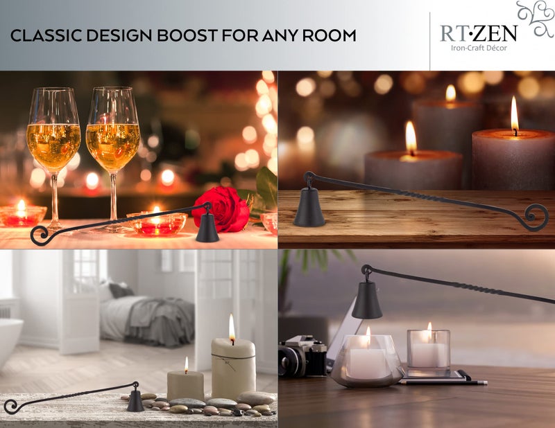 RTZEN Antique Bell Candle Snuffer - Handcrafted Decorative Rustic Wrought Iron Candle Extinguisher Candlesnuffer with Long Handle - Unique Black Matte Farmhouse Decor Accessories Gift - Image 5